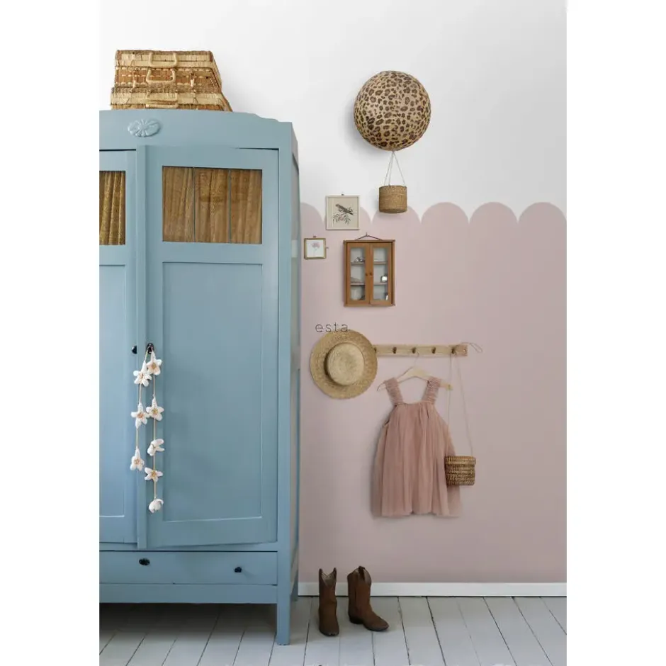 ESTAhome fotobehang lambrisering zacht roze - 100 x 279 cm