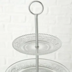 Etagere glas - 3-laags - 35 cm - metaal en glas - serveerplateau