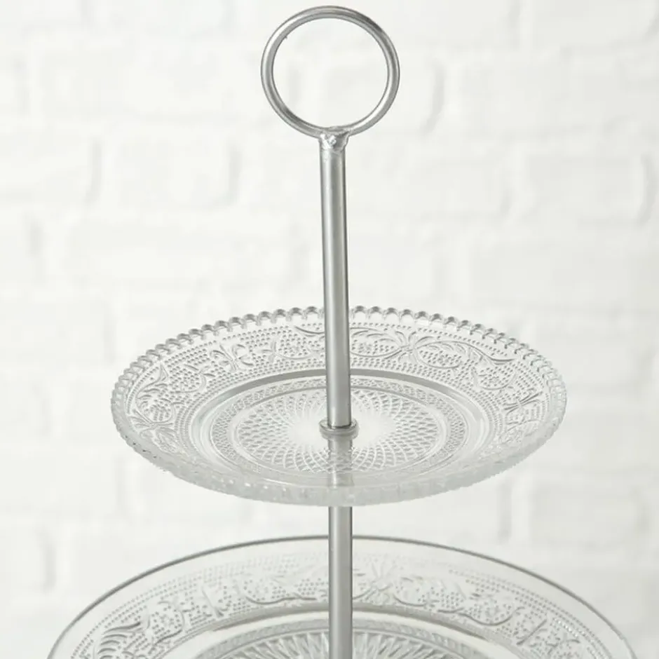 Etagere glas - 3-laags - 35 cm - metaal en glas - serveerplateau