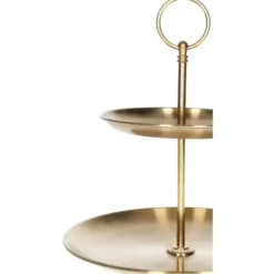 Etagere - goud - 2-laags - metaal - D14 x 20 cm - serveerplateau