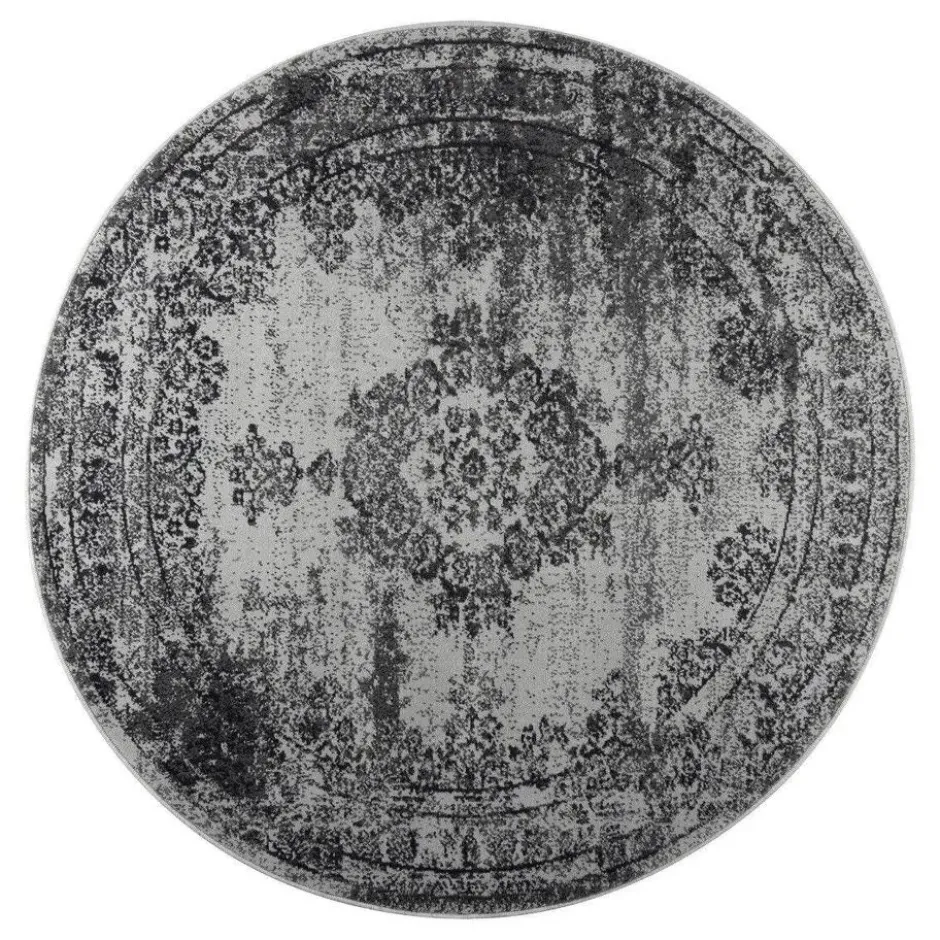 EVA Interior rond vintage Vloerkleed Bloom Grijs - 100 x 100 cm