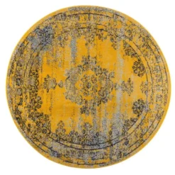 EVA Interior rond vintage Vloerkleed Bloom geel - 100 x 100 cm