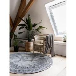 EVA Interior rond vintage Vloerkleed Bloom Grijs - 235 x 235 cm