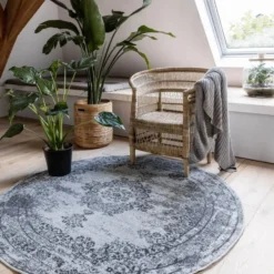 EVA Interior rond vintage Vloerkleed Bloom Grijs - 235 x 235 cm