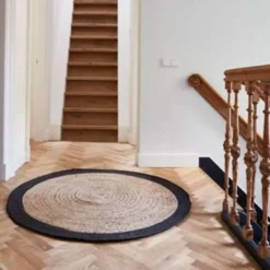 EVA Interior Vloerkleed Jute Rond - Naturel/Antraciet - 160 Ø