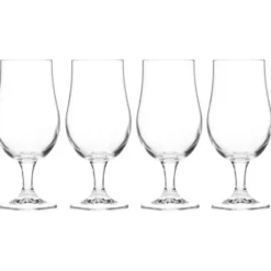 Excellent Houseware Bierglazen op voet - 4x- glas - speciaal bier