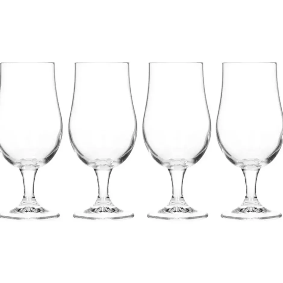 Excellent Houseware Bierglazen op voet - 4x- glas - speciaal bier