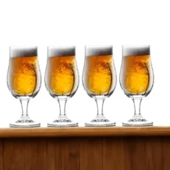 Excellent Houseware Bierglazen op voet - 4x- glas - speciaal bier