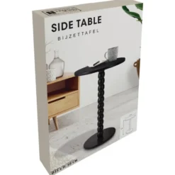 Excellent houseware bijzettafel liva - zwart - H50 x D35 cm