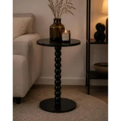 Excellent houseware bijzettafel liva - zwart - H50 x D35 cm