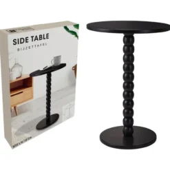 Excellent houseware bijzettafel liva - zwart - H40 x D35 cm