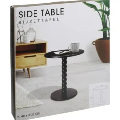 Excellent houseware bijzettafel liva - zwart - H40 x D35 cm