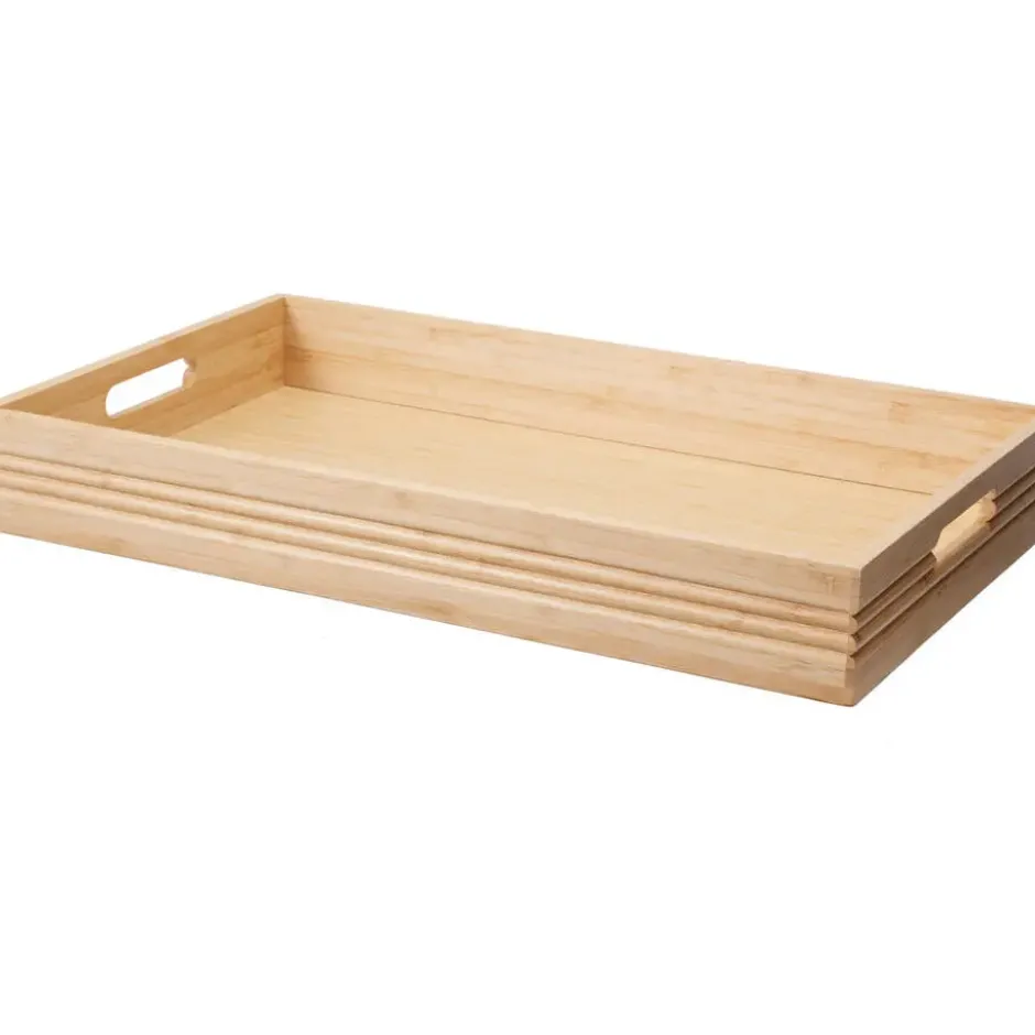 Excellent Houseware dienblad - bamboe - 50 x 30 x 6 cm - naturel