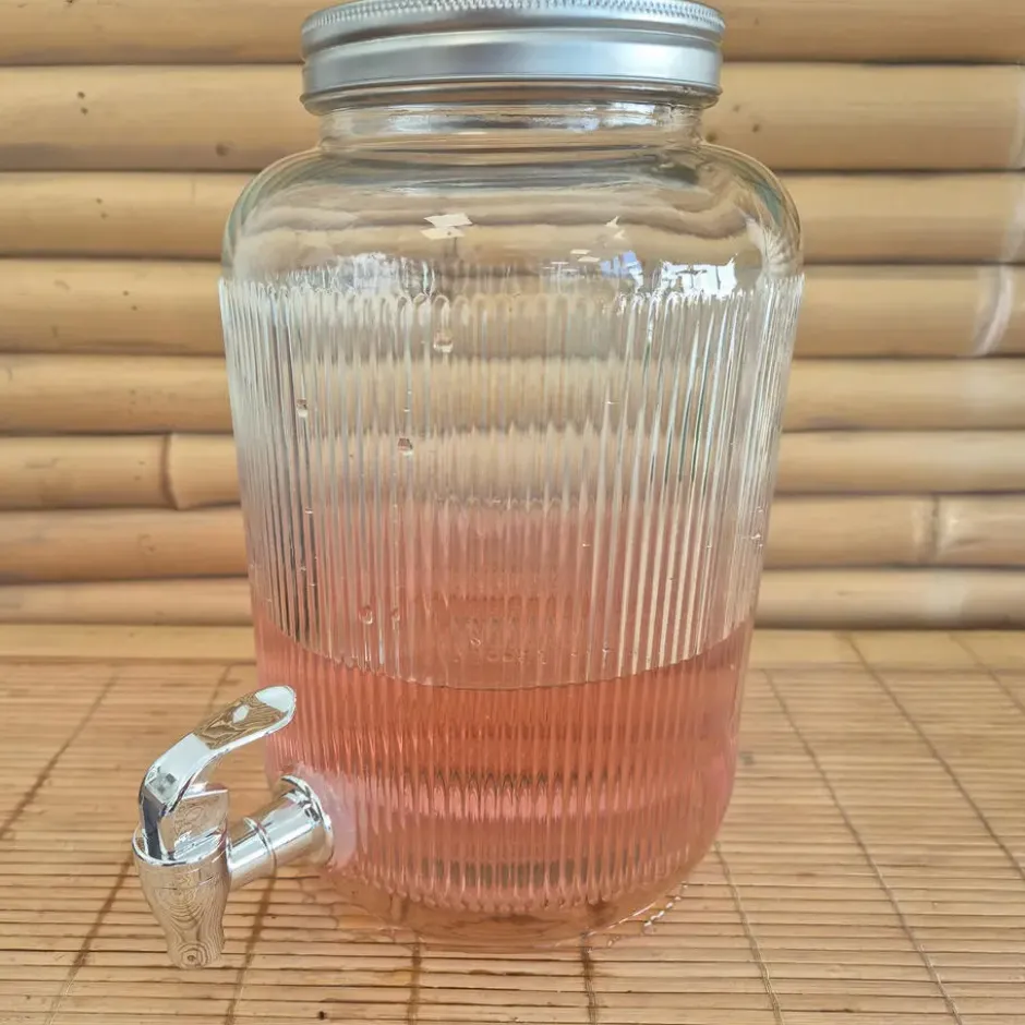 Excellent Houseware Drankdispenser/limonadetap met tapkraan - 4 L - glas