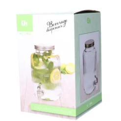 Excellent Houseware Drankdispenser/limonadetap met tapkraan - 4 L - glas