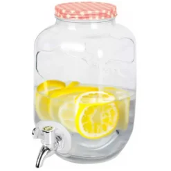 Excellent Houseware Dranksdispenser/limonadetap - glas - rood-wit - 4 liter