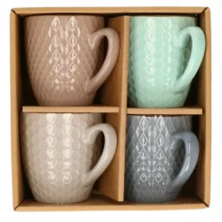 Excellent Houseware Koffiekopjes - 4x - multi-kleur -200 ml