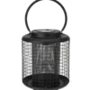 Excellent houseware Lantaarn - solar - LED - rond - zwart - 22 cm