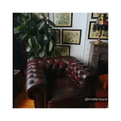 Fauteuil met rechte rugleuning BRENTON - 1 plaats - Donkerbruin Leer