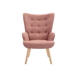 Fauteuil met rechte rugleuning VATELY - 1 plaats - Roze Stof