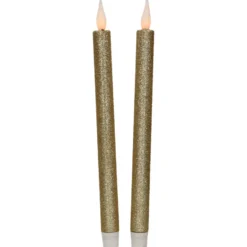 Feeric lights & Christmas LED dinerkaarsen - 2x - goud - 28x2cm