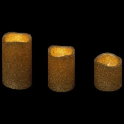 Feeric lights LED stompkaarsen - 3x - goud - glitter