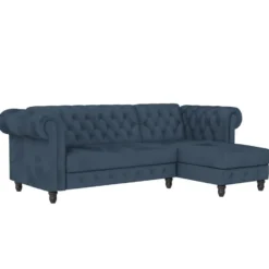 Felix - 3-zits slaapbank in blauw fluweel