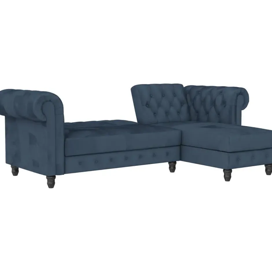 Felix - 3-zits slaapbank in blauw fluweel