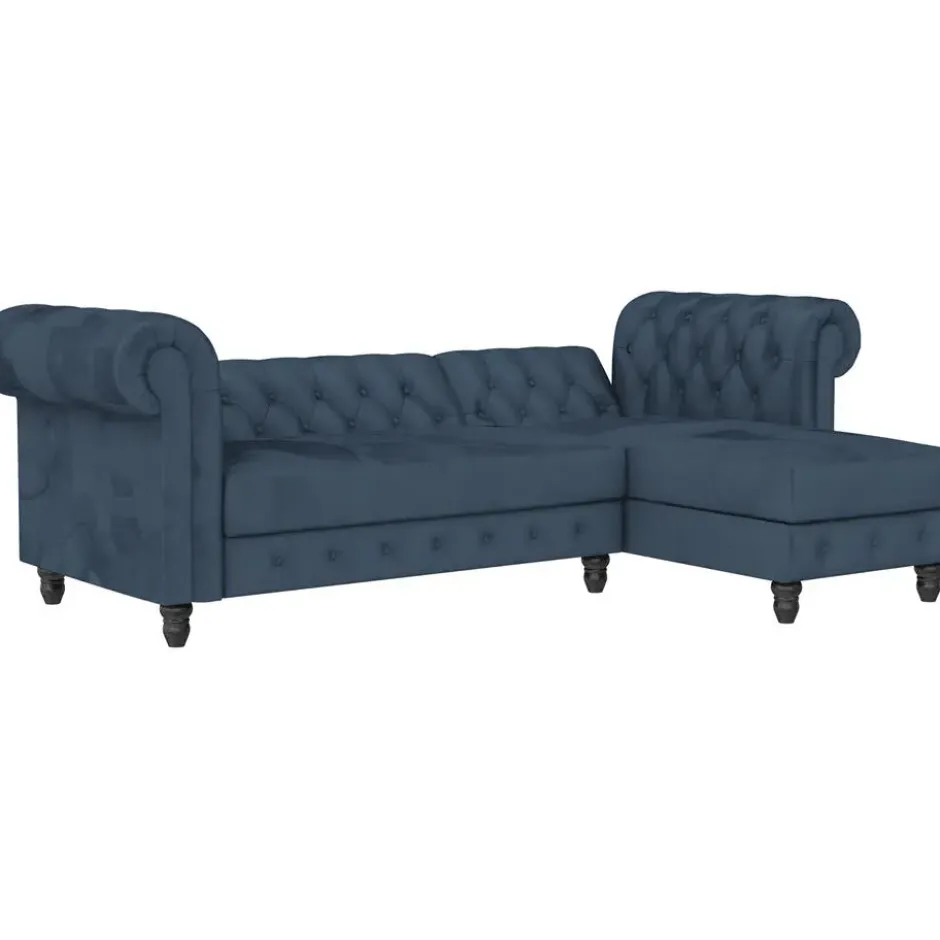 Felix - 3-zits slaapbank in blauw fluweel