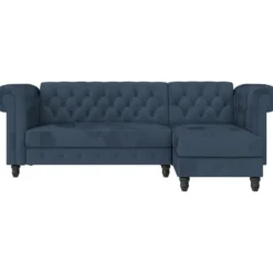 Felix - 3-zits slaapbank in blauw fluweel