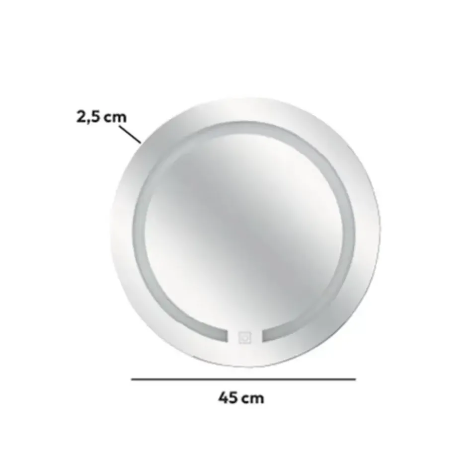 5Five Badkamer wandspiegel LED - batterij - zilver - D45 cm