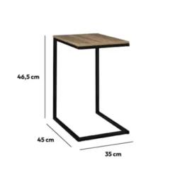 5Five Bijzettafel Chevron hout/metaal - bruin/zwart - 45x35x66 cm