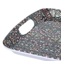 5Five Design dienblad van melamine - 47 x 30 cm - flowers print antraciet