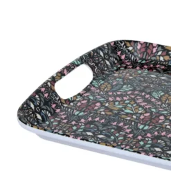 5Five Design dienblad van melamine - 39 x 26 cm - flowers print antraciet