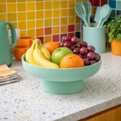 5Five Fruitmand - mint - kunststof - D26 x H11 cm - fruitschaal