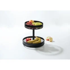 5Five Fruitschaal 2-laags - metaal - D30 x H31 cm - zwart