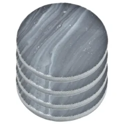 5Five Glazen onderzetters - 4x stuks - rond - Marmer - 10 cm