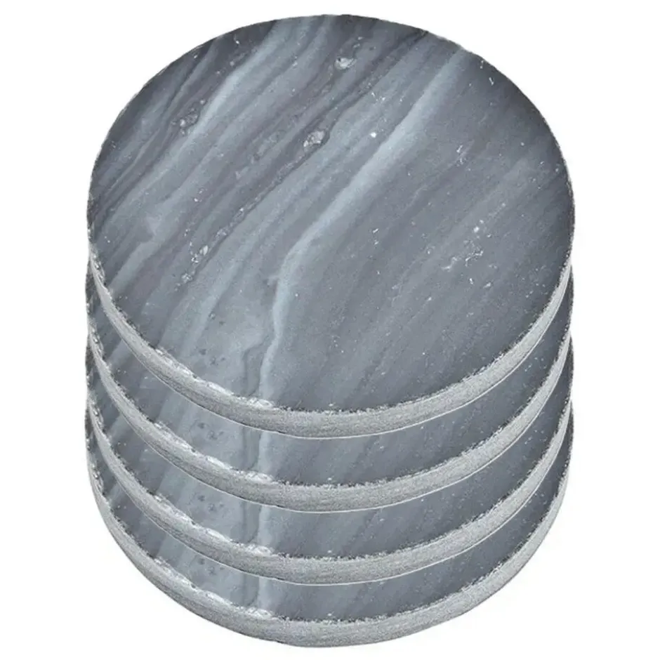 5Five Glazen onderzetters - 4x stuks - rond - Marmer - 10 cm