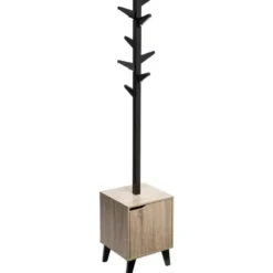 5Five kapstok - beige/zwart - MDF hout - 8 haaks - 34 x 32 x 168 cm