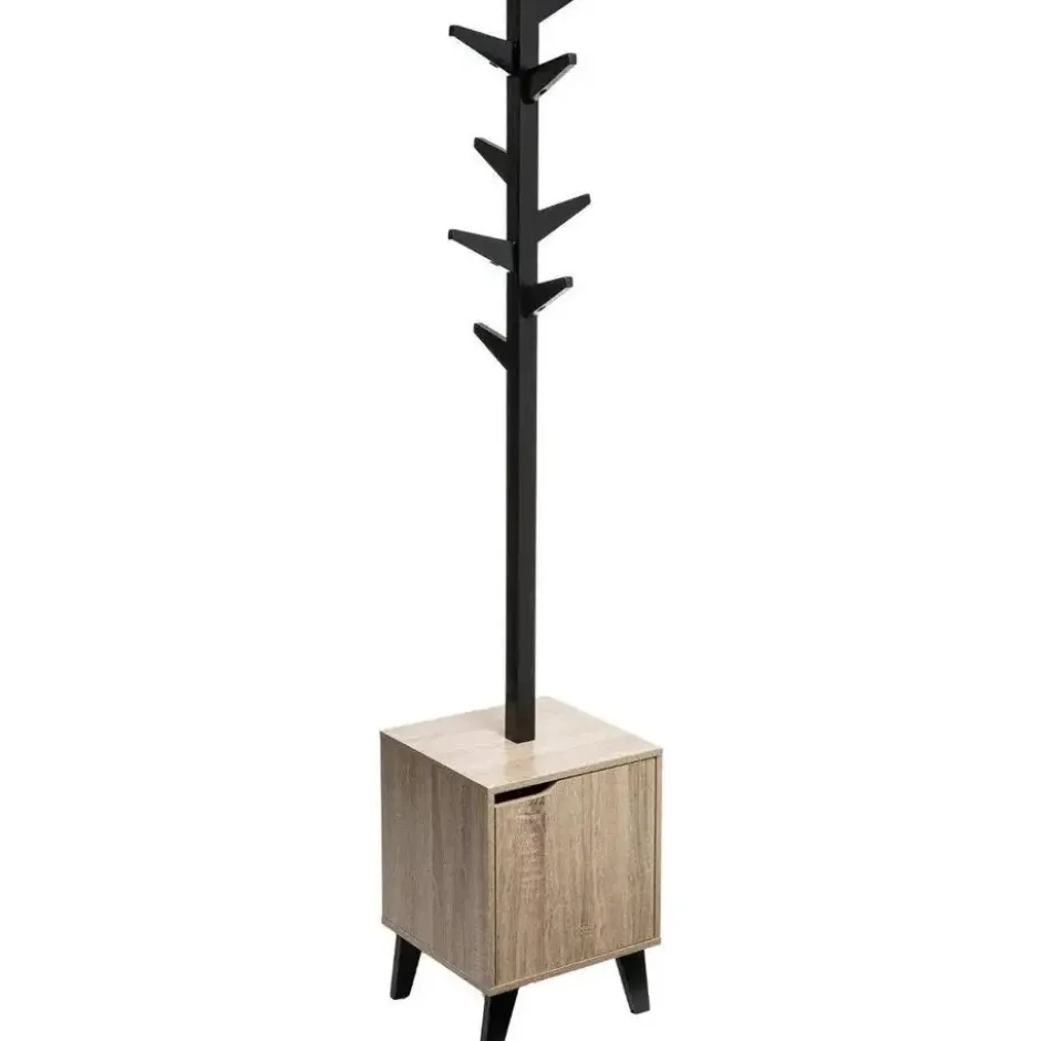 5Five kapstok - beige/zwart - MDF hout - 8 haaks - 34 x 32 x 168 cm