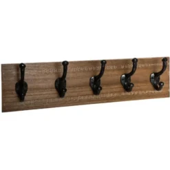 5Five Kapstok - kastanjebruin - 5haaks - MDF/ijzer - 50 x 8.5 x 14 cm