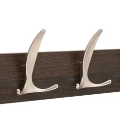 5Five Kapstok - 4 ophang haken - RVS - bruin/zilver - 45 x 10 cm