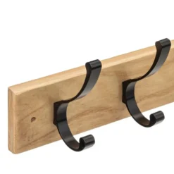 5Five Kapstok rek voor wand/muur - lichtbruin/zwart - 6x haken