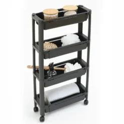 5Five Keuken/badkamer trolley 4 laags - 37 x 15 x 79 cm - zwart