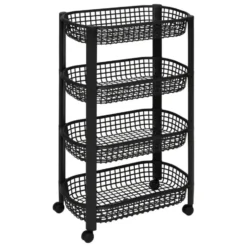 5Five Keuken/badkamer trolley 4 laags - 46 x 25 x 79 cm - zwart