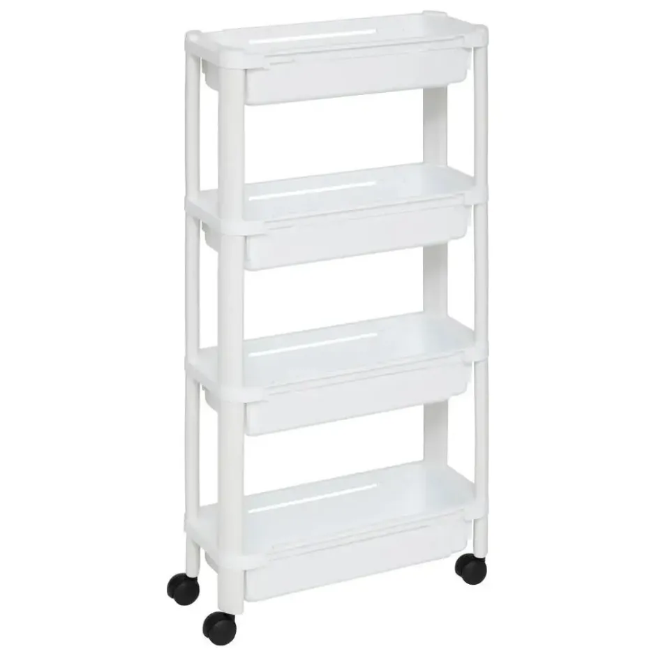 5Five Keuken/badkamer trolley 4 laags - 37 x 15 x 79 cm - wit