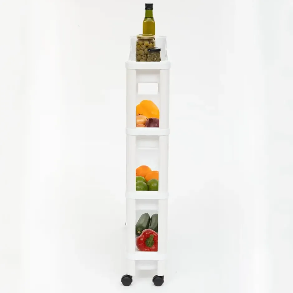 5Five Keuken/badkamer trolley 4 laags - 37 x 15 x 79 cm - wit