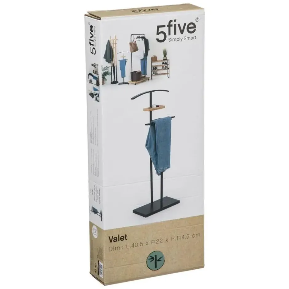 5Five Kledingrek Dressboy - bamboe/metaal - zwart - 45 x 114 cm
