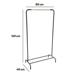 5Five Kledingrek - enkele stang - metaal - 82 x 40 x 151 cm