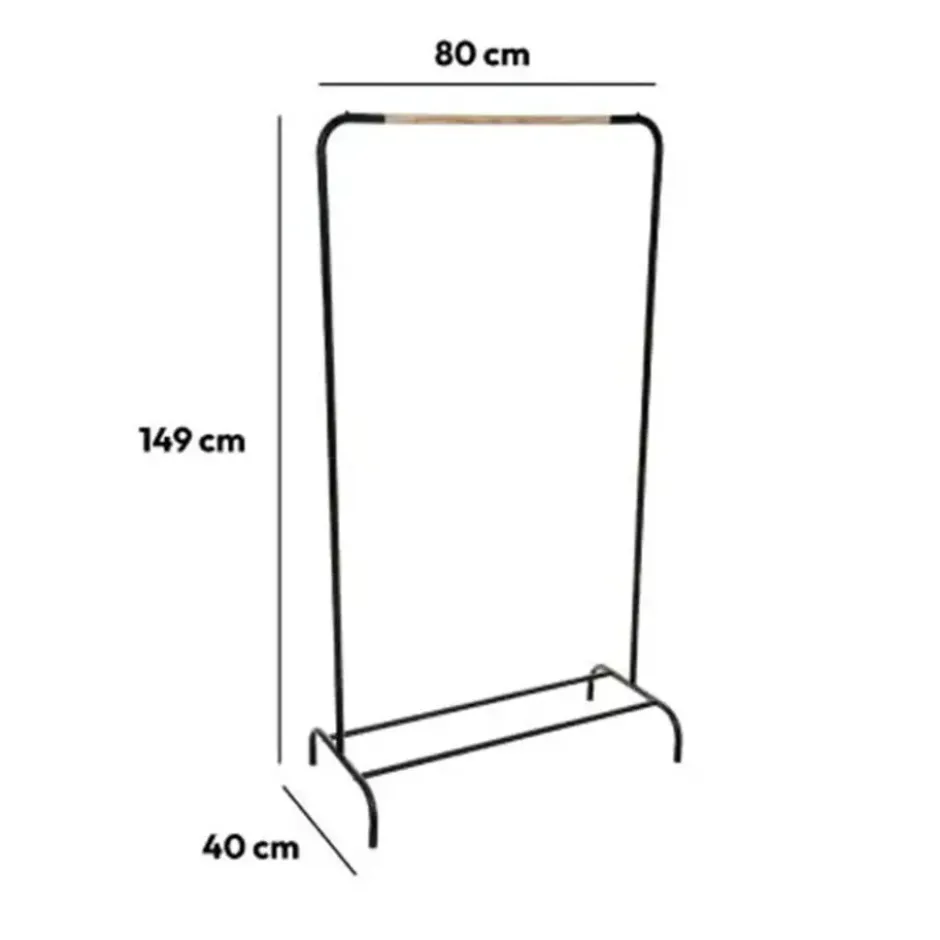 5Five Kledingrek - enkele stang - metaal - 82 x 40 x 151 cm